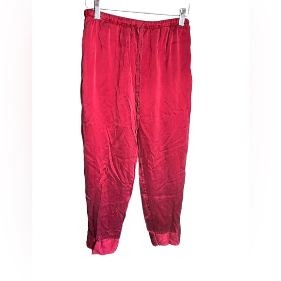 Mommesilk Women’s Sz Medium Claret Burgundy Mulberry 100% Silk Pajama Set - Picture 8 of 13